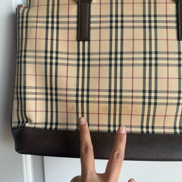 BURBERRY Nova Check Tote Bag Canvas Leather - Picture 2 of 13